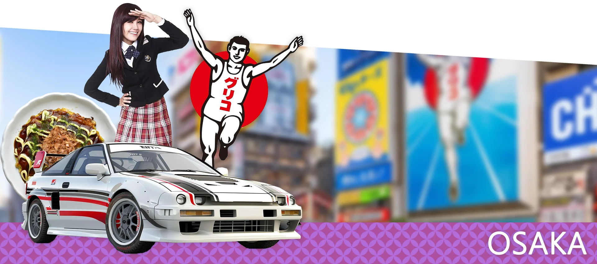 baner promujacy zwiedzanie miasta Osaka z Tanomi