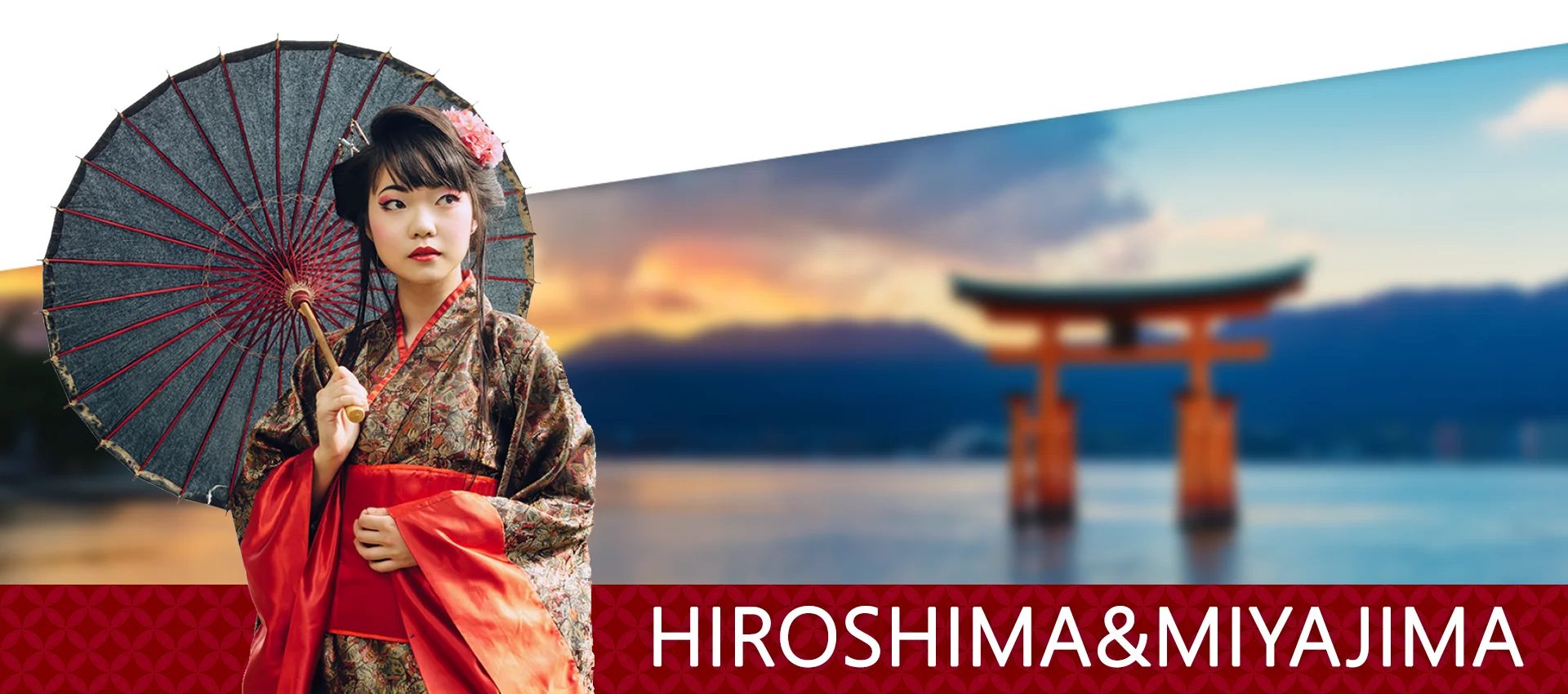 baner zachecajacy do zwiedzania hiroshimy oraz miyajimy